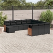 Afuera Living Contemporary 12 Piece Poly Rattan Large Sofa Set in Black
