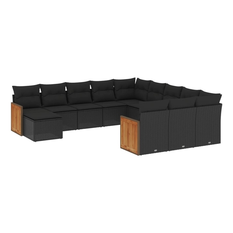 Afuera Living Contemporary 12 Piece Poly Rattan Large Sofa Set in Black