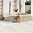 Afuera Living Contemporary Synthetic Poly Rattan 12 Piece Sofa Set in Beige