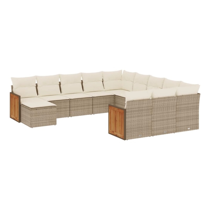 Afuera Living Contemporary Synthetic Poly Rattan 12 Piece Sofa Set in Beige