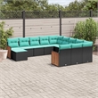 Afuera Living Poly Rattan Large Patio Sofa Set in Black/Blue