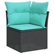 Afuera Living Poly Rattan Large Patio Sofa Set in Black/Blue