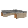 Afuera Living Contemporary 12 Piece Poly Rattan Sofa Set in Beige