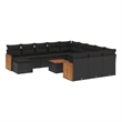 Afuera Living Contemporary 13 Piece Poly Rattan Sofa Set in Black