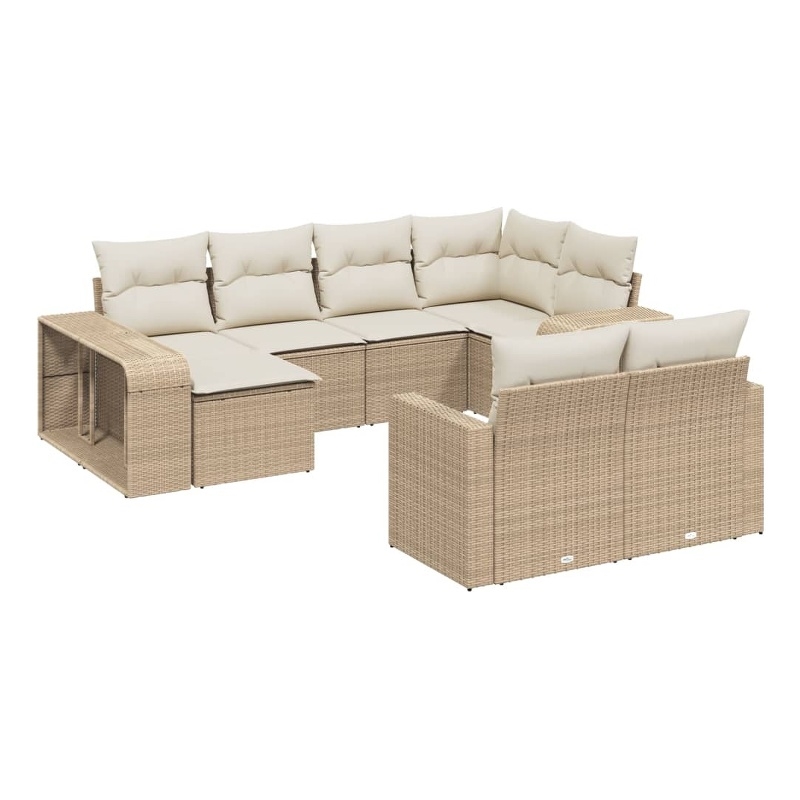 Afuera Living 10 Piece Poly Rattan Large Sofa Set in Cream/Beige