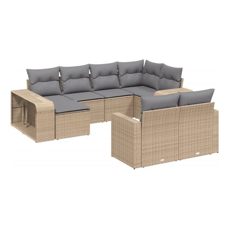 Afuera Living 10 Piece Poly Rattan Standard Sofa Set in Gray/Beige