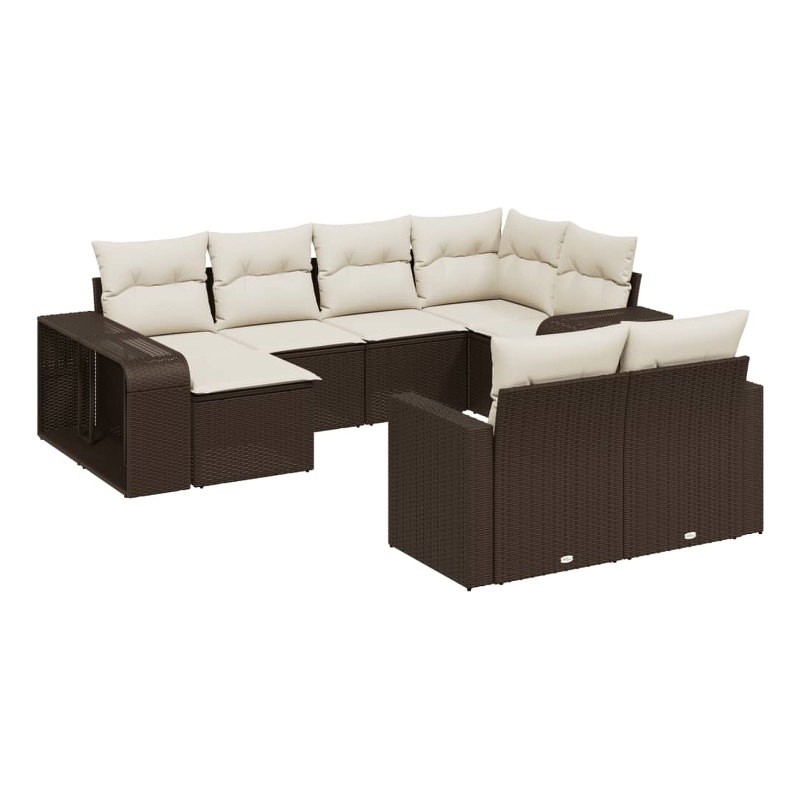 Afuera Living Contemporary 10 Piece Poly Rattan Sofa Set in Brown