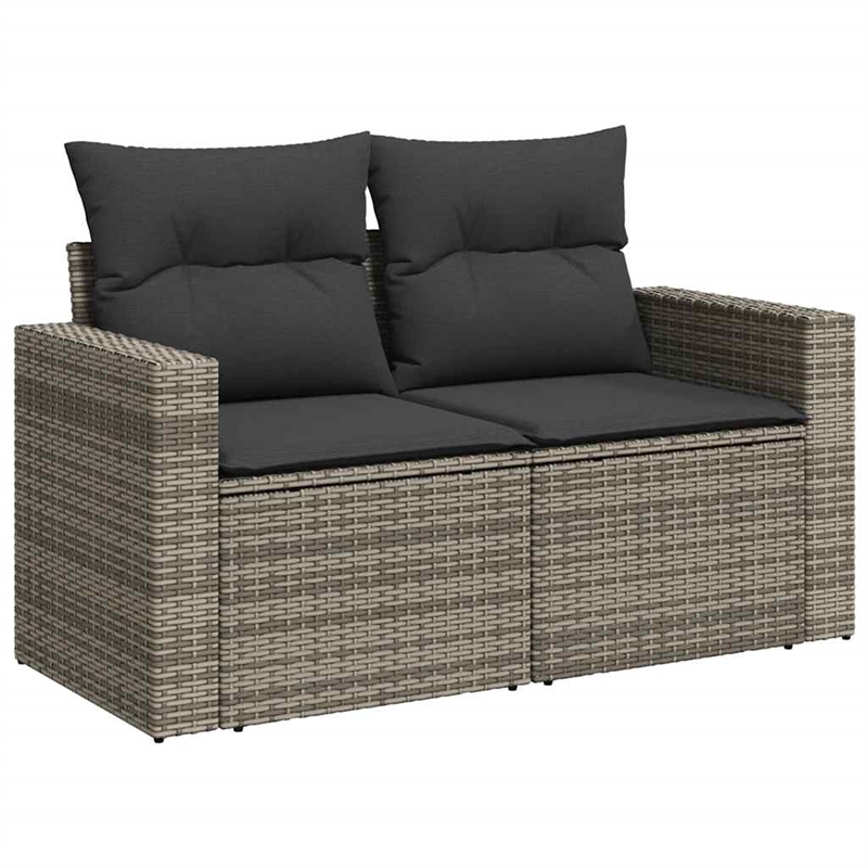 Afuera Living Contemporary Synthetic Poly Rattan 11 Piece Sofa Set in Gray