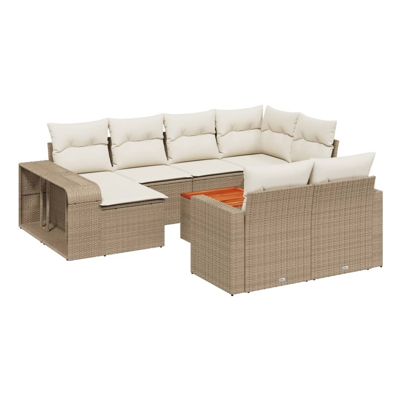 Afuera Living Contemporary 11 Piece Poly Rattan Large Sofa Set in Beige