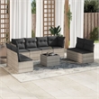 Afuera Living Contemporary 9 Piece Poly Rattan Sofa Set in Gray