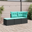 Afuera Living Contemporary 3 Piece Poly Rattan Sofa Set in Black