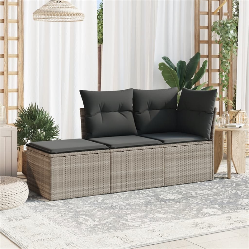 Afuera Living Contemporary 3 Piece Poly Rattan Small Sofa Set in Gray