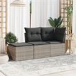 Afuera Living Contemporary 3 Piece Poly Rattan Small Sofa Set in Gray