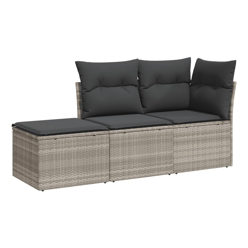 Afuera Living Contemporary 3 Piece Poly Rattan Small Sofa Set in Gray