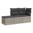 Afuera Living Contemporary 3 Piece Poly Rattan Small Sofa Set in Gray