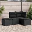Afuera Living Contemporary 4 Piece Poly Rattan Sofa Set in Black