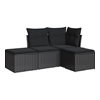 Afuera Living Contemporary 4 Piece Poly Rattan Sofa Set in Black