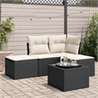 Afuera Living Contemporary 5 Piece Poly Rattan Sofa Set in Black