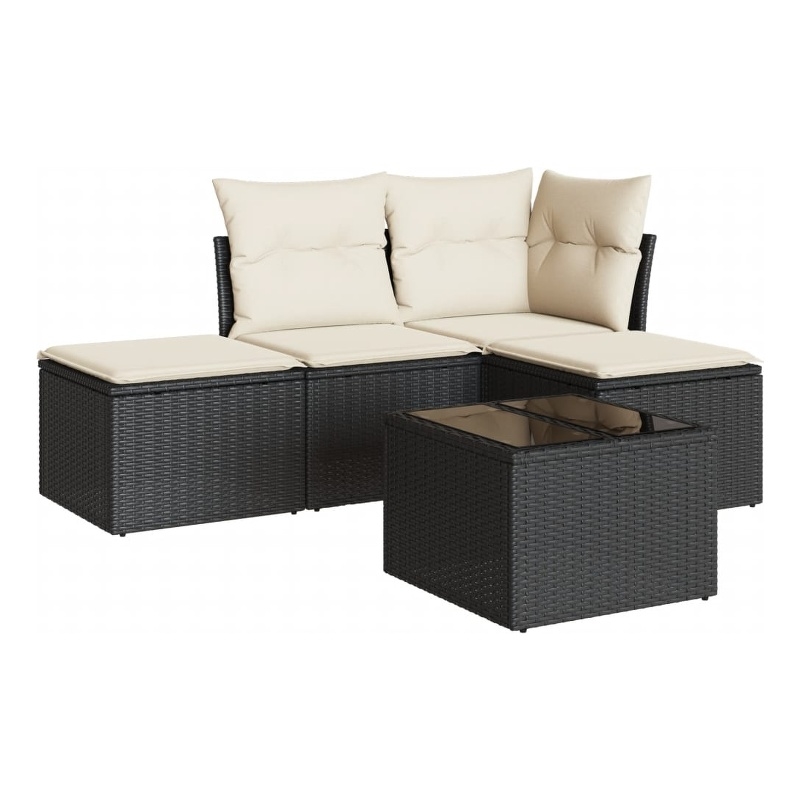 Afuera Living Contemporary 5 Piece Poly Rattan Sofa Set in Black