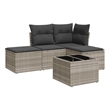 Afuera Living Contemporary 5 Piece Poly Rattan Sofa Set in Gray