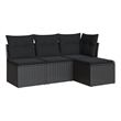 Afuera Living Contemporary Synthetic Poly Rattan 4 Piece  Sofa Set in Black
