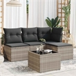 Afuera Living Contemporary 5 Piece Poly Rattan Sofa Set in Gray