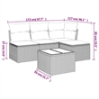 Afuera Living Contemporary 5 Piece Poly Rattan Sofa Set in Gray