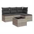 Afuera Living Contemporary 5 Piece Poly Rattan Sofa Set in Gray