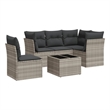 Afuera Living Contemporary 6 Piece Poly Rattan Sofa Set in Gray