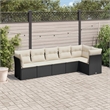 Afuera Living Contemporary 6 Piece Poly Rattan Sofa Set in Black/Cream