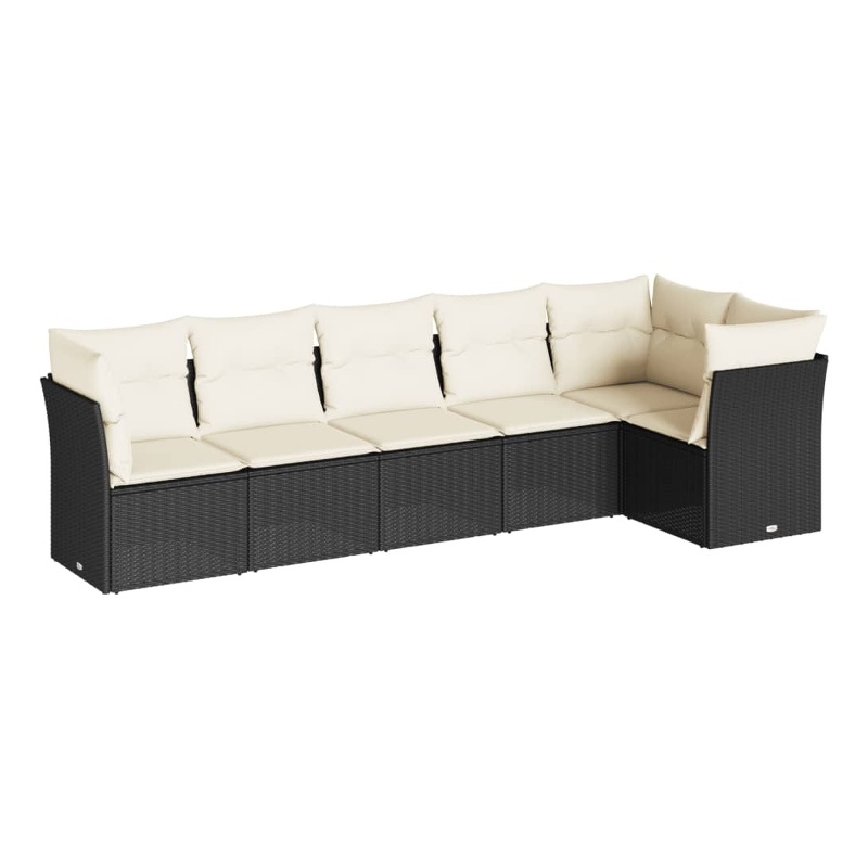 Afuera Living Contemporary 6 Piece Poly Rattan Sofa Set in Black/Cream
