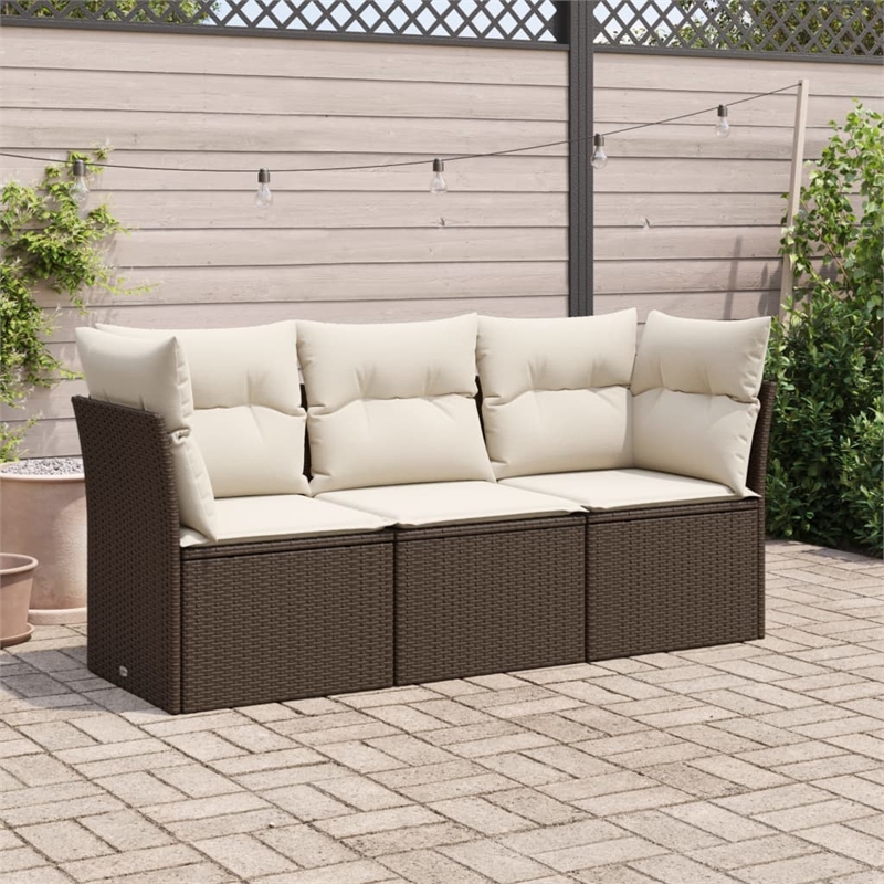 Afuera Living 3 Piece Poly Rattan Standard Sofa Set in Brown