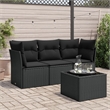 Afuera Living 4 Piece Poly Rattan Standard Sofa Set in Black