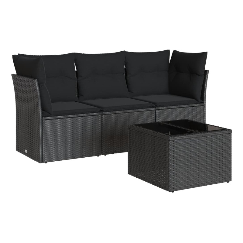 Afuera Living 4 Piece Poly Rattan Standard Sofa Set in Black