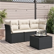 Afuera Living Contemporary 4 Piece Poly Rattan Sofa Set in Black