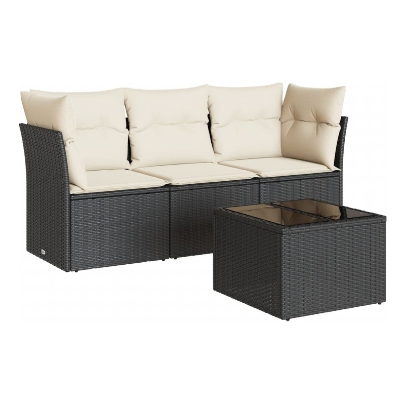 Afuera Living Contemporary 4 Piece Poly Rattan Sofa Set in Black