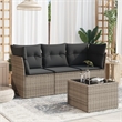 Afuera Living Contemporary 4 Piece Poly Rattan Sofa Set in Gray