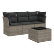 Afuera Living Contemporary 4 Piece Poly Rattan Sofa Set in Gray