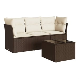 Afuera Living Contemporary 4 Piece Steel Medium Sofa Set in Brown