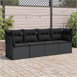 Afuera Living Contemporary 4 Piece Poly Rattan Sofa Set in Black