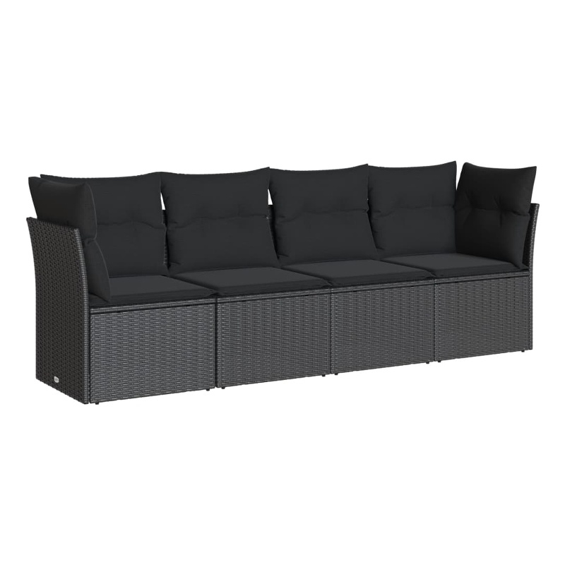 Afuera Living Contemporary 4 Piece Poly Rattan Sofa Set in Black