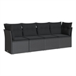 Afuera Living Contemporary 4 Piece Poly Rattan Sofa Set in Black