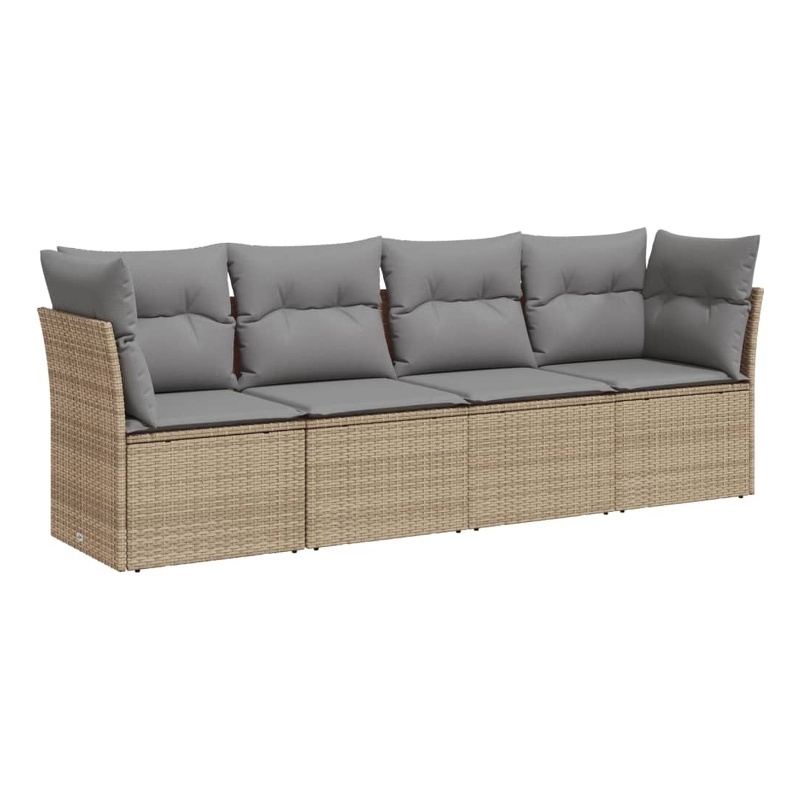 Afuera Living Contemporary Synthetic Poly Rattan 4 Piece Sofa Set in Gray/Beige
