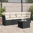 Afuera Living Contemporary 5 Piece Poly Rattan Sofa Set in Black/Cream
