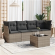 Afuera Living Contemporary Synthetic Poly Rattan 5 Piece Sofa Set in Gray