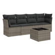 Afuera Living Contemporary Synthetic Poly Rattan 5 Piece Sofa Set in Gray
