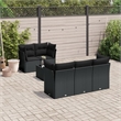 Afuera Living Contemporary 6 Piece Poly Rattan Sofa Set in Black