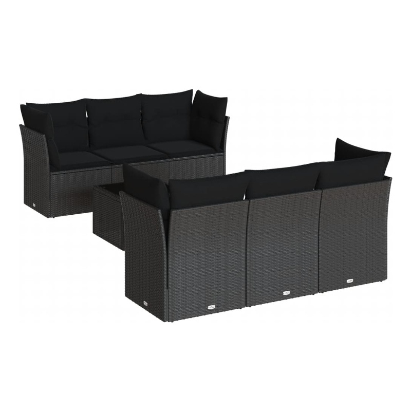 Afuera Living Contemporary 7 Piece Poly Rattan Sofa Set in Black
