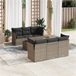 Afuera Living Contemporary 7 Piece Poly Rattan Sofa Set in Gray
