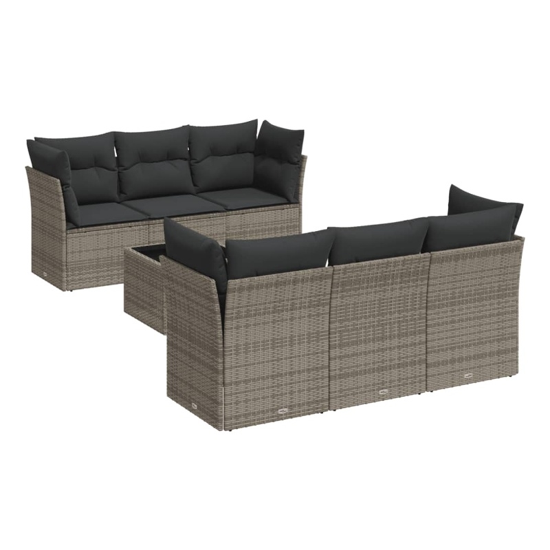 Afuera Living Contemporary 7 Piece Poly Rattan Sofa Set in Gray
